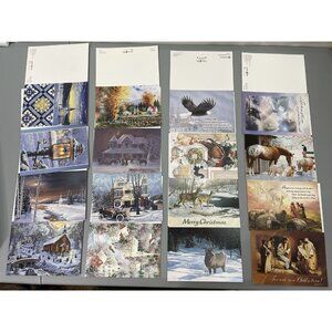 Leanin‎ Tree Christmas Holiday Cards 32 Assortment Animals Scenic No Envelopes